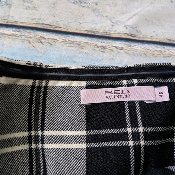 Red Valentino strapless plaid wool dress - Picture 3 of 7